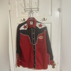 Medium vintage dickies red white and blue star collared shirt